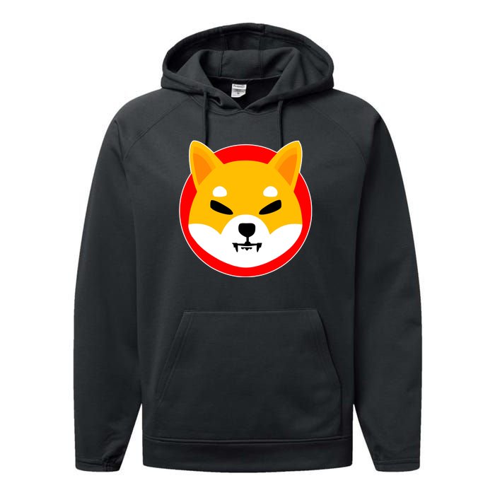 Shiba Inu SHIB Token Crypto Currency Logo Performance Fleece Hoodie