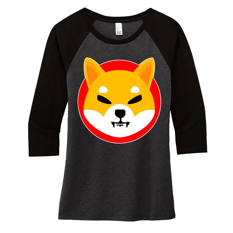 Shiba Inu SHIB Token Crypto Currency Logo Women's Tri-Blend 3/4-Sleeve Raglan Shirt