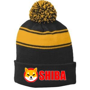 Shiba Inu Token Shib Crypto Currency Dogecoin Killer Stripe Pom Pom Beanie