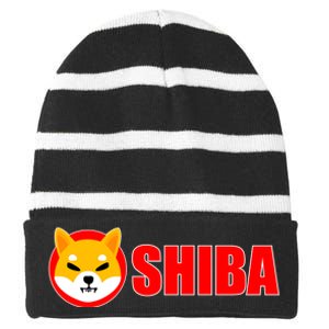 Shiba Inu Token Shib Crypto Currency Dogecoin Killer Striped Beanie with Solid Band