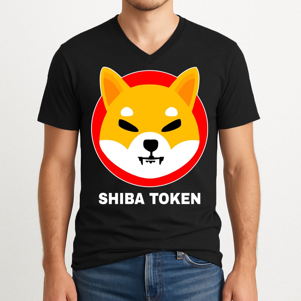 Shiba Token Shib Inu Dogecoin Killer Logo Crypto V-Neck T-Shirt