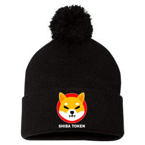 Shiba Token Shib Inu Dogecoin Killer Logo Crypto Pom Pom 12in Knit Beanie