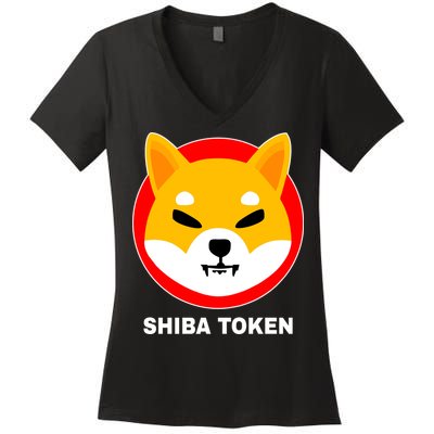 Shiba Token Shib Inu Dogecoin Killer Logo Crypto Women's V-Neck T-Shirt