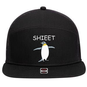 Shieet Funny Penguin 7 Panel Mesh Trucker Snapback Hat