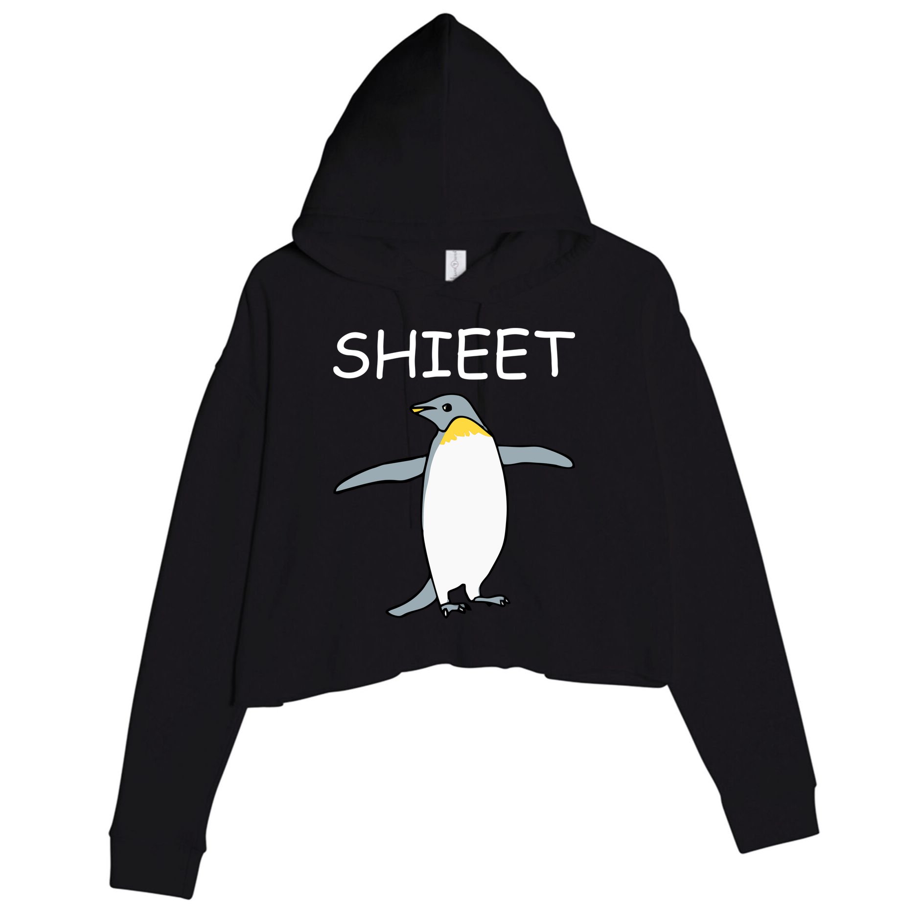 Shieet Funny Penguin Crop Fleece Hoodie