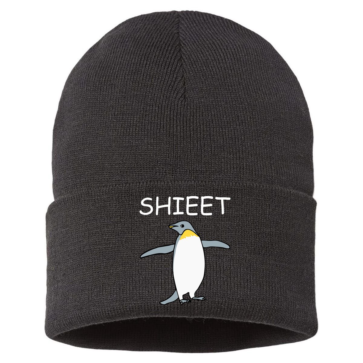 Shieet Funny Penguin Sustainable Knit Beanie