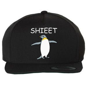 Shieet Funny Penguin Wool Snapback Cap