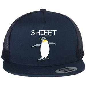 Shieet Funny Penguin Flat Bill Trucker Hat