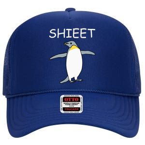 Shieet Funny Penguin High Crown Mesh Back Trucker Hat