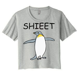 Shieet Funny Penguin Women's Crop Top Tee