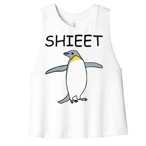 Shieet Funny Penguin Women's Racerback Cropped Tank