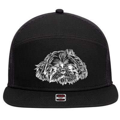 Shih Tzu Dog 7 Panel Mesh Trucker Snapback Hat