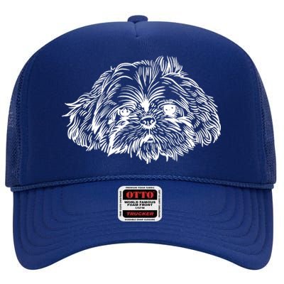 Shih Tzu Dog High Crown Mesh Back Trucker Hat