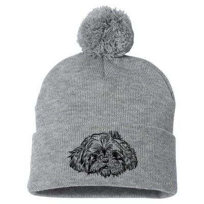 Shih Tzu Dog Pom Pom 12in Knit Beanie