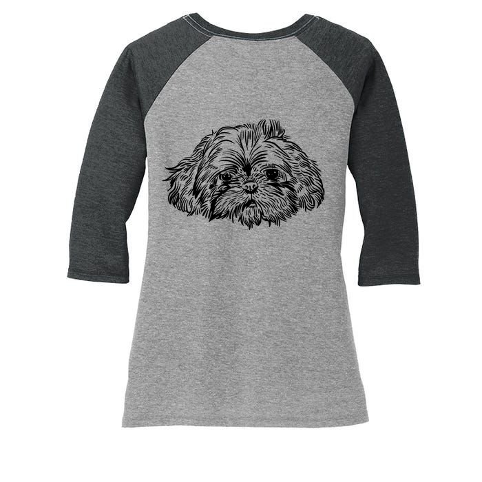 Shih Tzu Dog Women's Tri-Blend 3/4-Sleeve Raglan Shirt