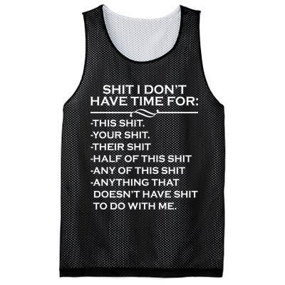 Shit I Don't Have Time For List Mesh Reversible Basketball Jersey Tank