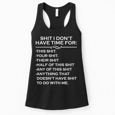 Shit I Don't Have Time For List Womens Tank Top