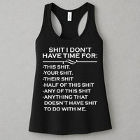 Shit I Don't Have Time For List Womens Tank Top