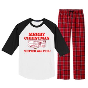 Shitter Was Full Funny Christmas Raglan Sleeve Pajama Set