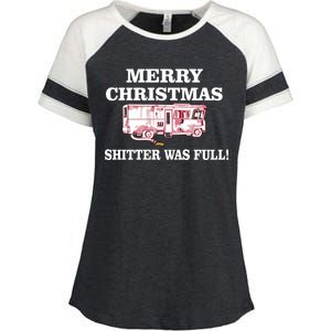 Shitter Was Full Funny Christmas Enza Ladies Jersey Colorblock Tee