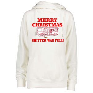 Shitter Was Full Funny Christmas Womens Funnel Neck Pullover Hood