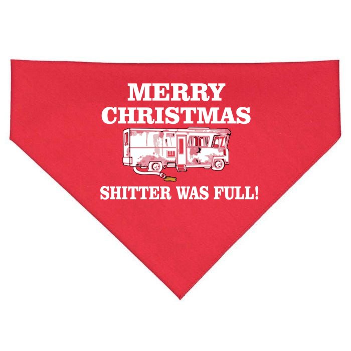 Shitter Was Full Funny Christmas USA-Made Doggie Bandana