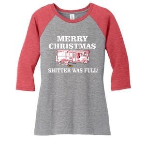 Shitter Was Full Funny Christmas Women's Tri-Blend 3/4-Sleeve Raglan Shirt