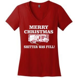 Shitter Was Full Funny Christmas Women's V-Neck T-Shirt