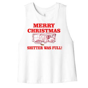 Shitter Was Full Funny Christmas Women's Racerback Cropped Tank