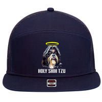Shitzu Dog Holy Shih Tzu 7 Panel Mesh Trucker Snapback Hat