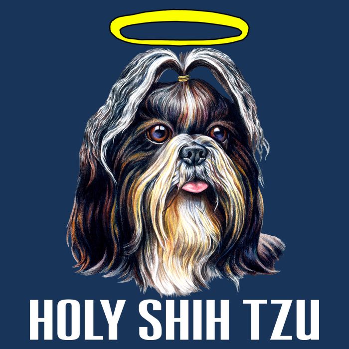 Shitzu Dog Holy Shih Tzu 7 Panel Mesh Trucker Snapback Hat