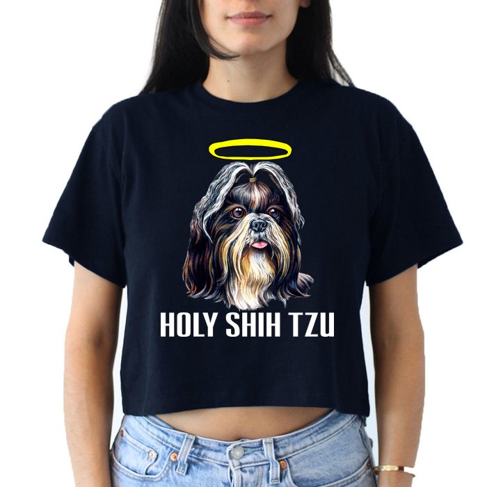 Shitzu Dog Holy Shih Tzu Women's Crop Top Tee