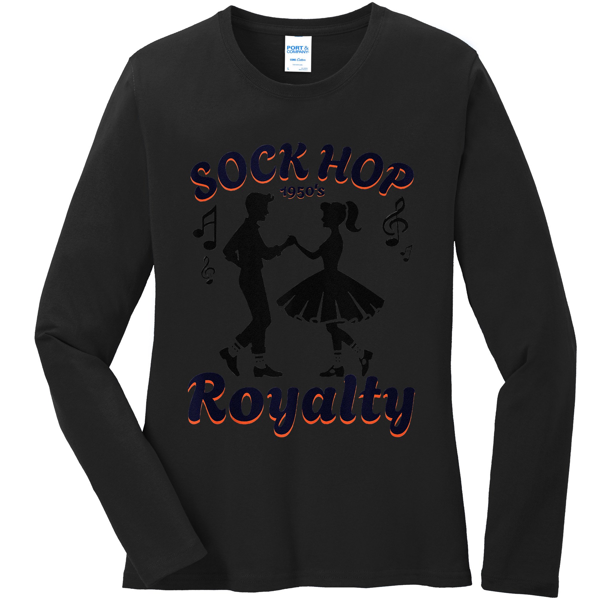 Sock Hop Jukebox Poodle Skirt Greaser 1950S Rock Ladies Long Sleeve Shirt