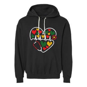 Stethoscope Heart Juneteenth Melanin Nurse African American Garment-Dyed Fleece Hoodie