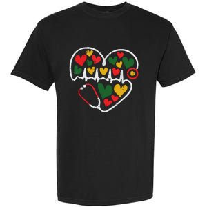 Stethoscope Heart Juneteenth Melanin Nurse African American Garment-Dyed Heavyweight T-Shirt