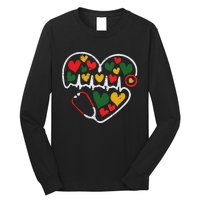 Stethoscope Heart Juneteenth Melanin Nurse African American Long Sleeve Shirt