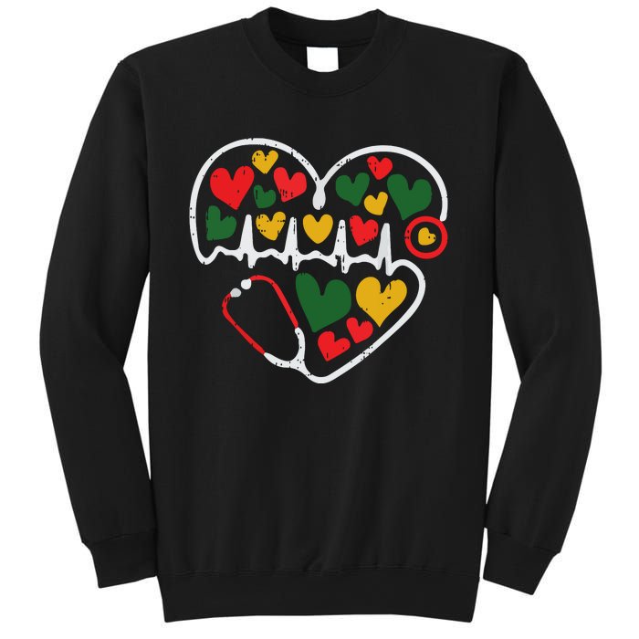 Stethoscope Heart Juneteenth Melanin Nurse African American Sweatshirt