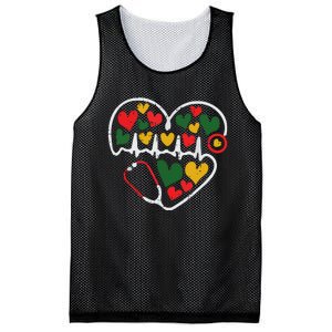 Stethoscope Heart Juneteenth Melanin Nurse African American Mesh Reversible Basketball Jersey Tank