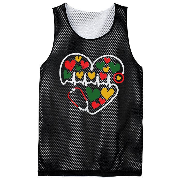 Stethoscope Heart Juneteenth Melanin Nurse African American Mesh Reversible Basketball Jersey Tank