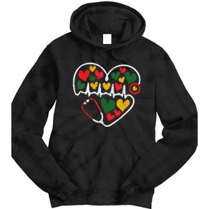 Stethoscope Heart Juneteenth Melanin Nurse African American Tie Dye Hoodie