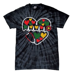 Stethoscope Heart Juneteenth Melanin Nurse African American Tie-Dye T-Shirt