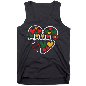 Stethoscope Heart Juneteenth Melanin Nurse African American Tank Top