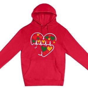 Stethoscope Heart Juneteenth Melanin Nurse African American Premium Pullover Hoodie