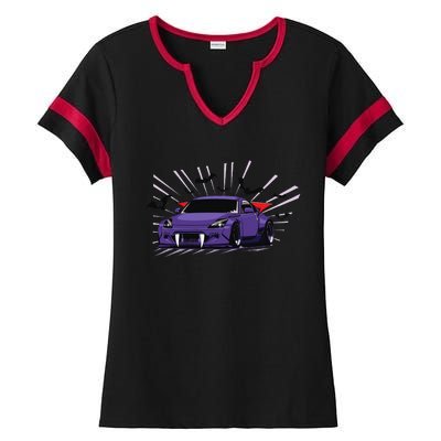 Spooky Halloween JDM 350z Z33 Vampire Drift Car Illustrated Ladies Halftime Notch Neck Tee