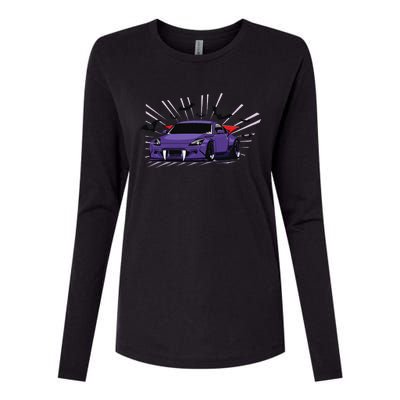 Spooky Halloween JDM 350z Z33 Vampire Drift Car Illustrated Womens Cotton Relaxed Long Sleeve T-Shirt