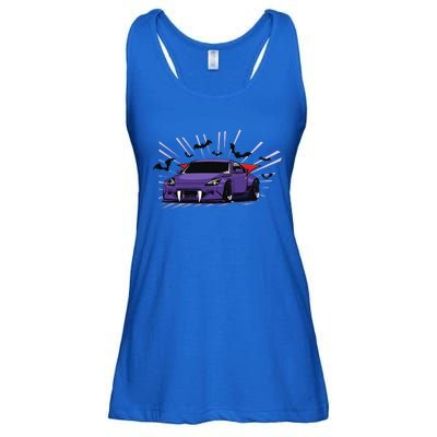 Spooky Halloween JDM 350z Z33 Vampire Drift Car Illustrated Ladies Essential Flowy Tank