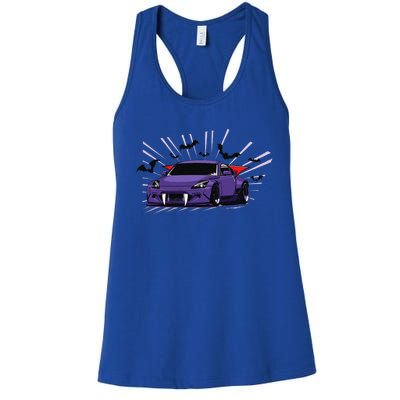 Spooky Halloween JDM 350z Z33 Vampire Drift Car Illustrated Women's Racerback Tank