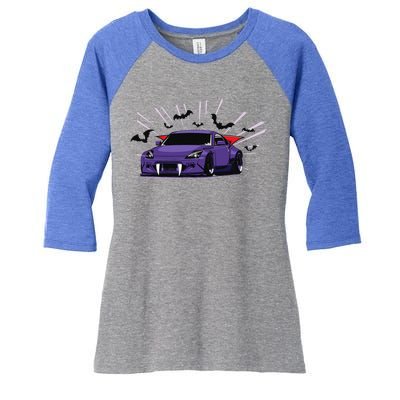 Spooky Halloween JDM 350z Z33 Vampire Drift Car Illustrated Women's Tri-Blend 3/4-Sleeve Raglan Shirt