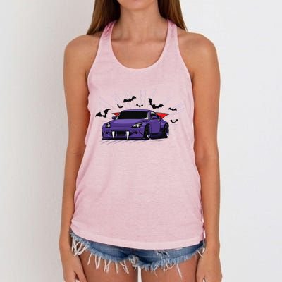 Spooky Halloween JDM 350z Z33 Vampire Drift Car Illustrated Women's Knotted Racerback Tank