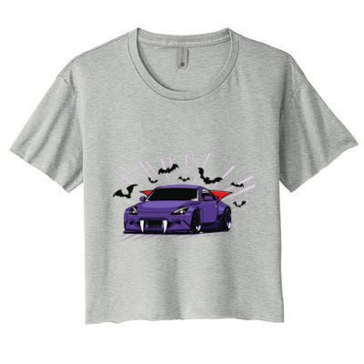 Spooky Halloween JDM 350z Z33 Vampire Drift Car Illustrated Women's Crop Top Tee